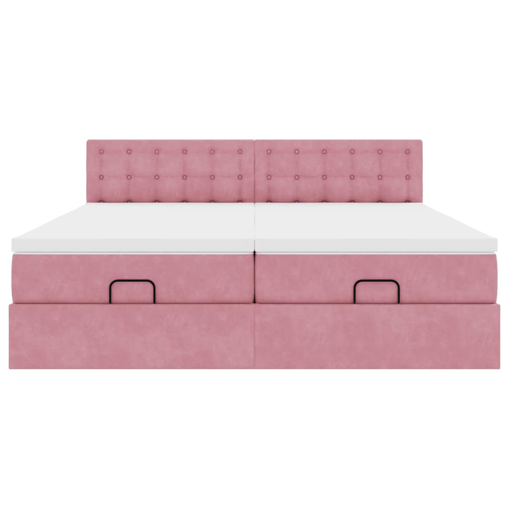 vidaXL Estructura de cama otomana colchones terciopelo rosa 180x200cm