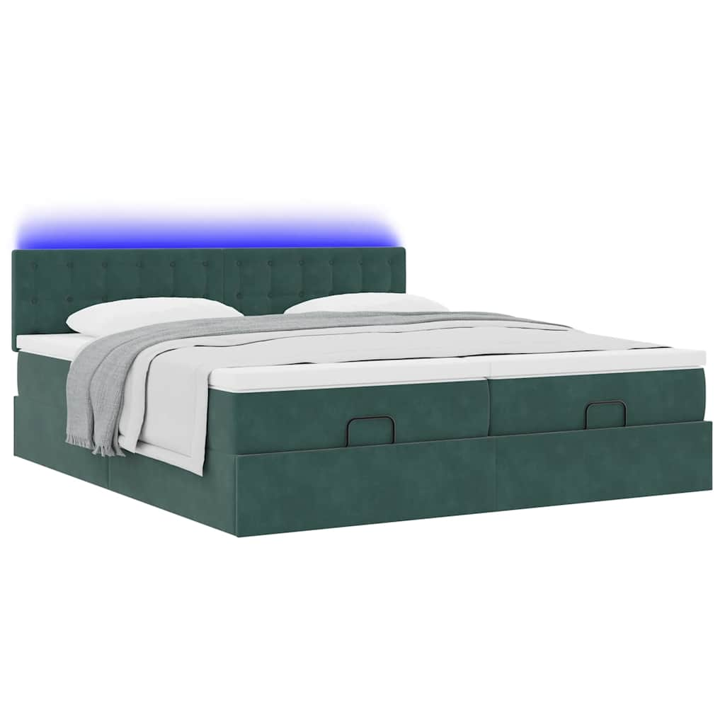 vidaXL Estructura de cama otomana colchones terciopelo verde oscuro