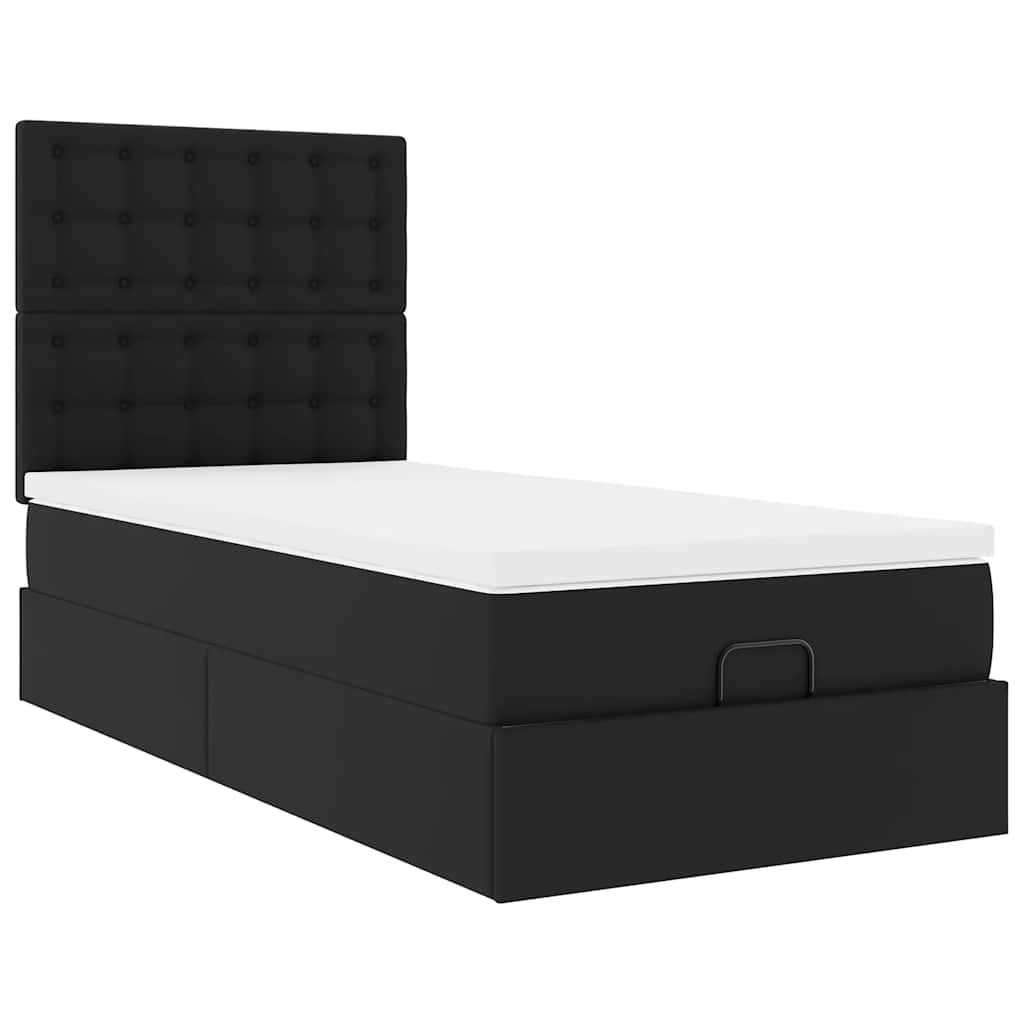 vidaXL Estructura cama otomana colchón cuero sintético negra 80x200cm