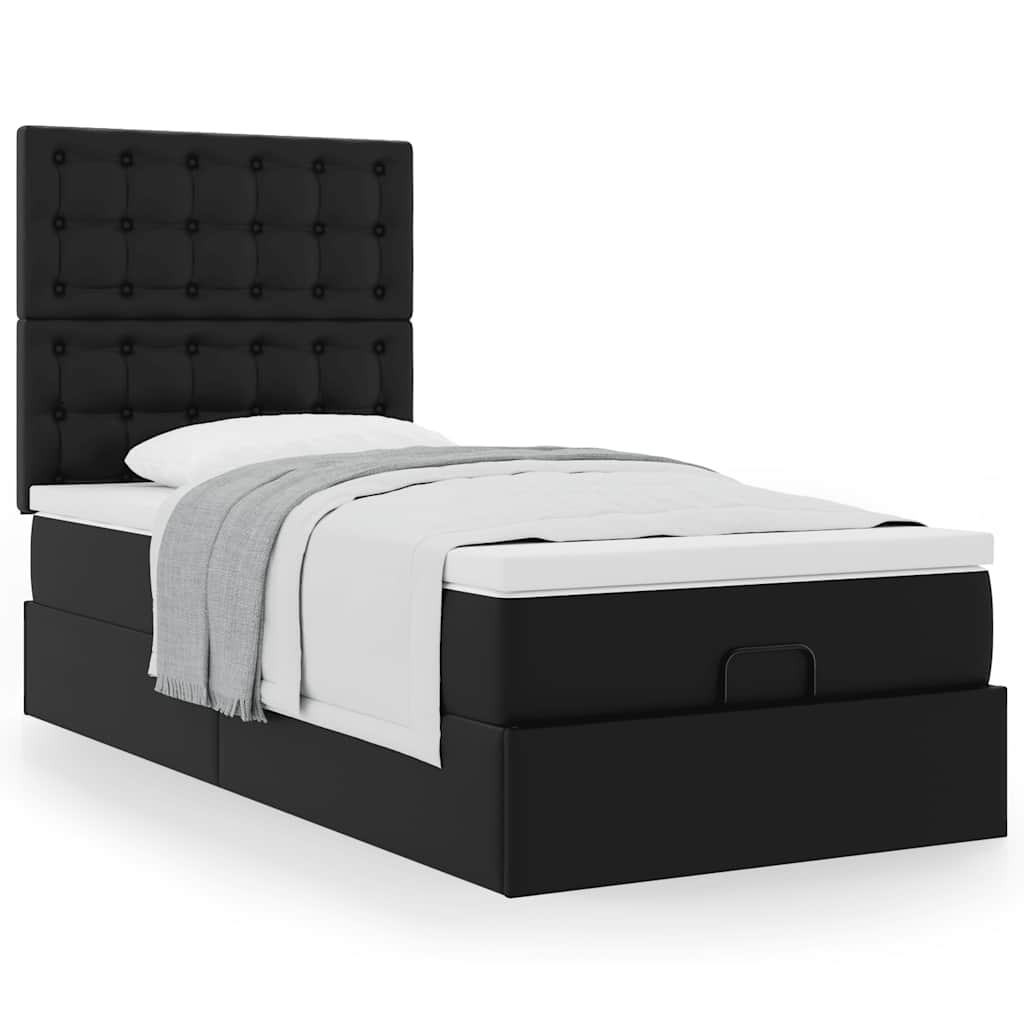 vidaXL Estructura cama otomana colchón cuero sintético negra 80x200cm