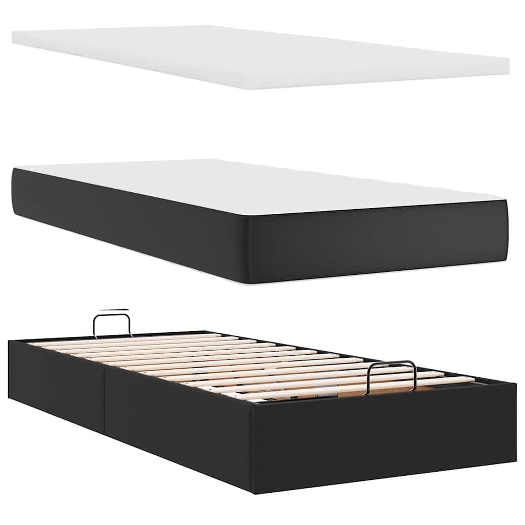 vidaXL Estructura cama otomana colchón cuero sintético negra 90x190 cm