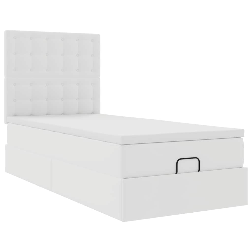 vidaXL Estructura cama otomana colchón cuero sintético blanco 90x190cm