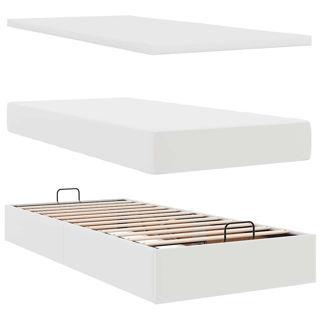 vidaXL Estructura cama otomana colchón cuero sintético blanco 90x190cm