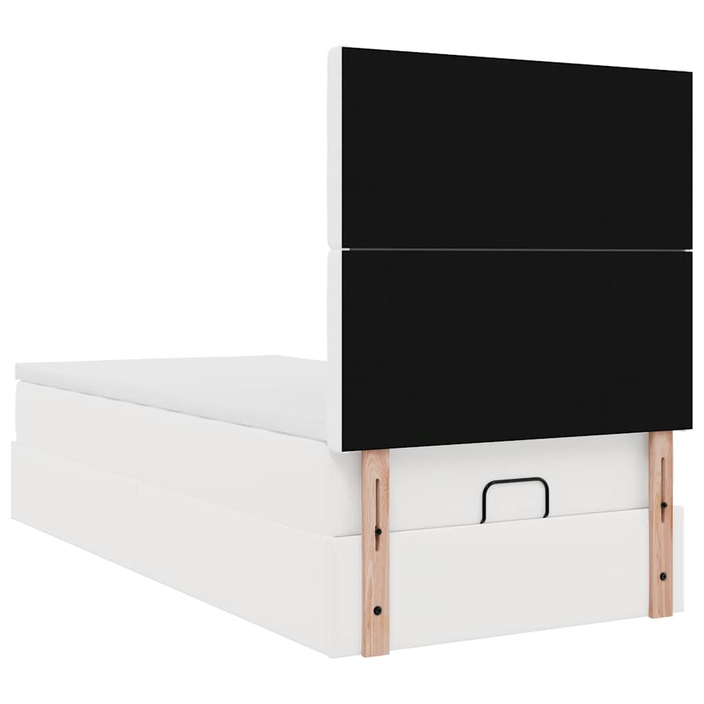 vidaXL Estructura cama otomana colchón cuero sintético blanco 90x190cm