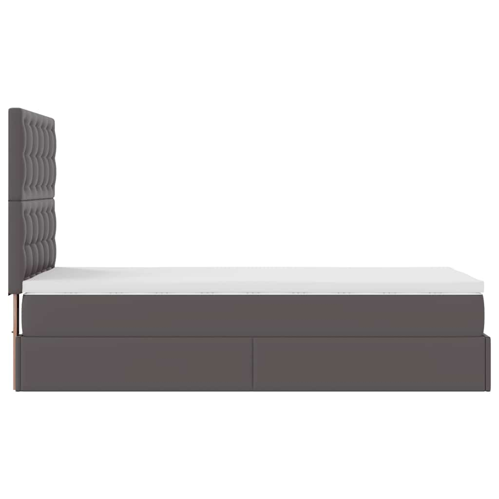 vidaXL Estructura cama otomana colchón cuero sintético gris 90x190 cm