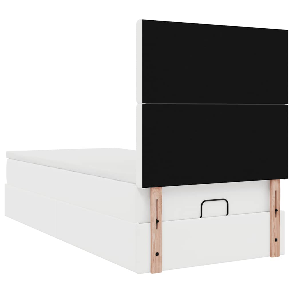 vidaXL Estructura cama otomana colchón cuero sintético blanco 90x200cm