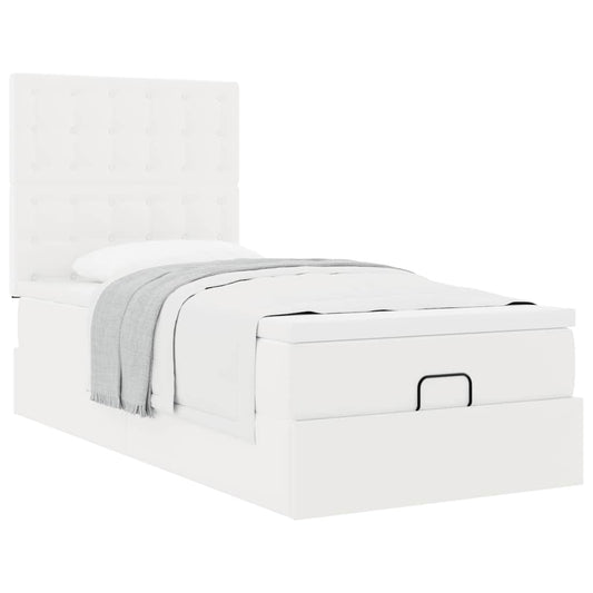 vidaXL Estructura cama otomana colchón cuero sintético blanco 90x200cm