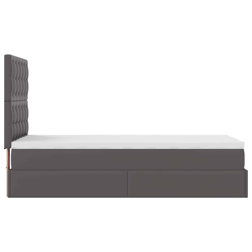 vidaXL Estructura cama otomana colchón cuero sintético gris 90x200 cm