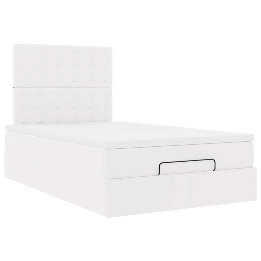 vidaXL Estructura cama otomana colchón cuero sintético blanco