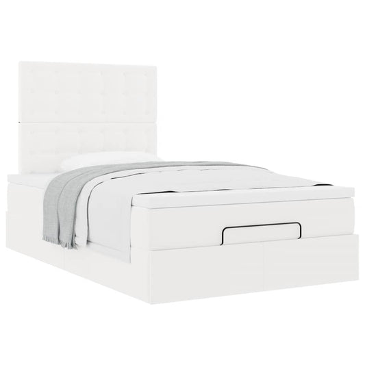 vidaXL Estructura cama otomana colchón cuero sintético blanco