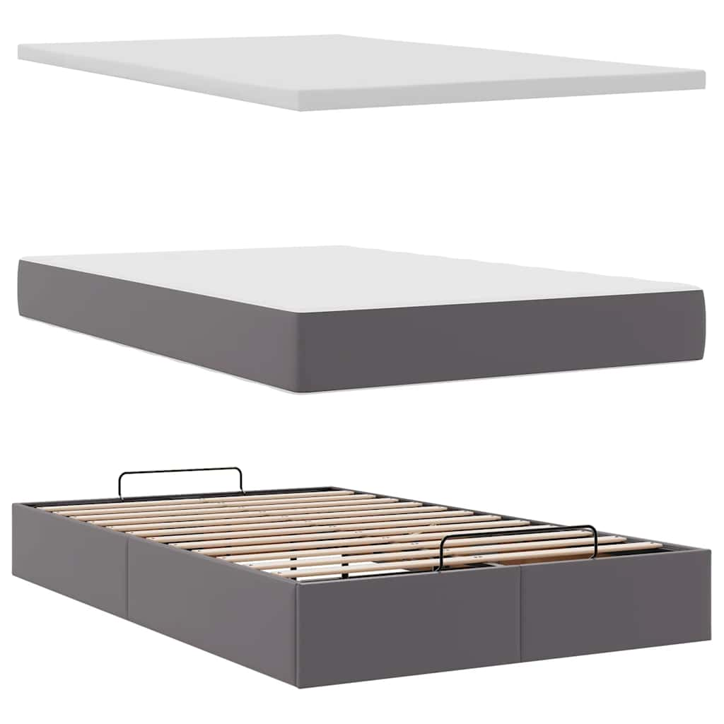 vidaXL Estructura cama otomana colchón gris 120x190 cm cuero sintético