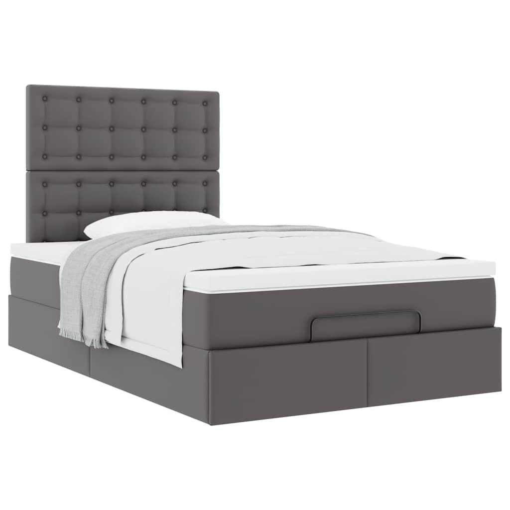 vidaXL Estructura cama otomana colchón gris 120x190 cm cuero sintético