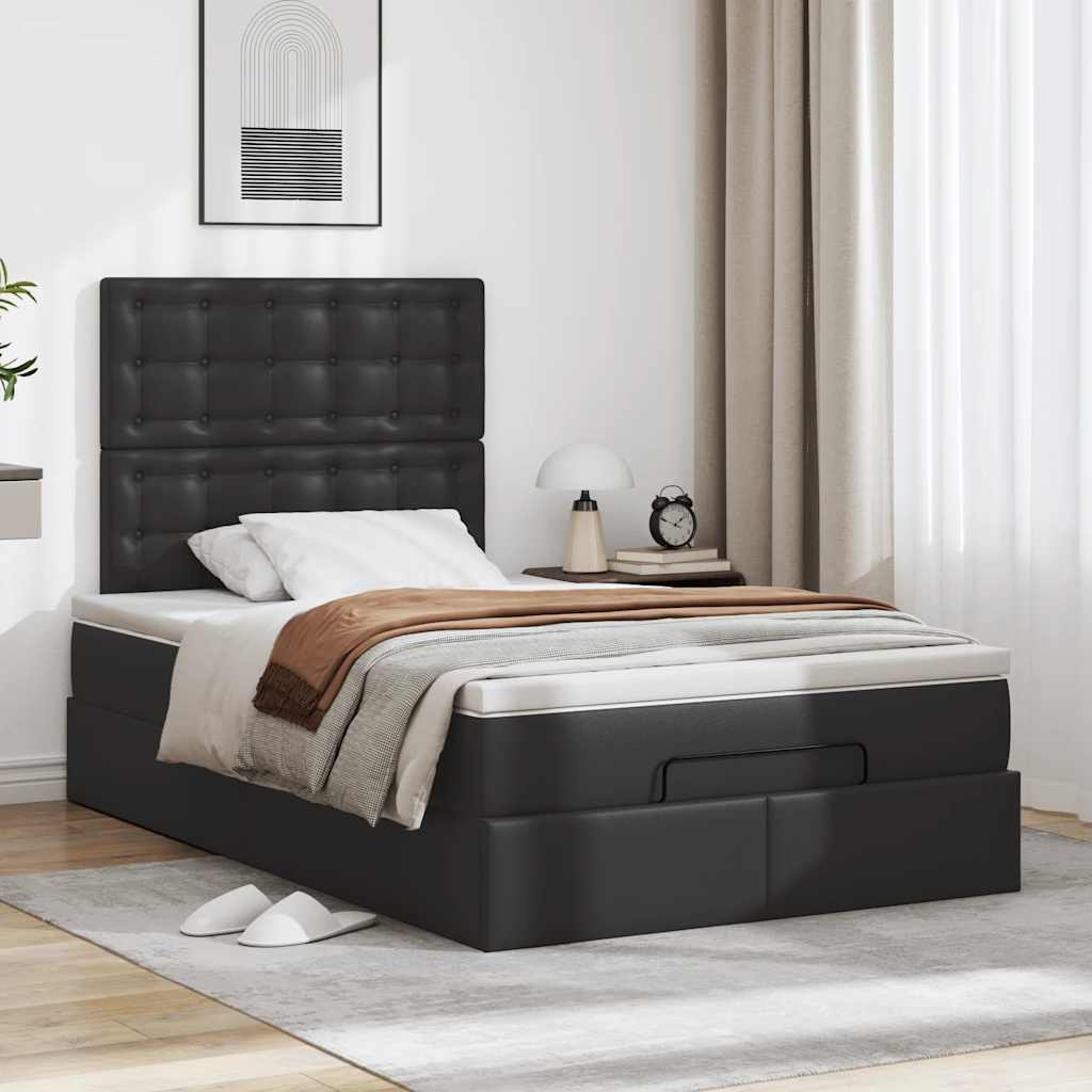 vidaXL Estructura cama otomana colchón cuero sintético negro 120x200cm