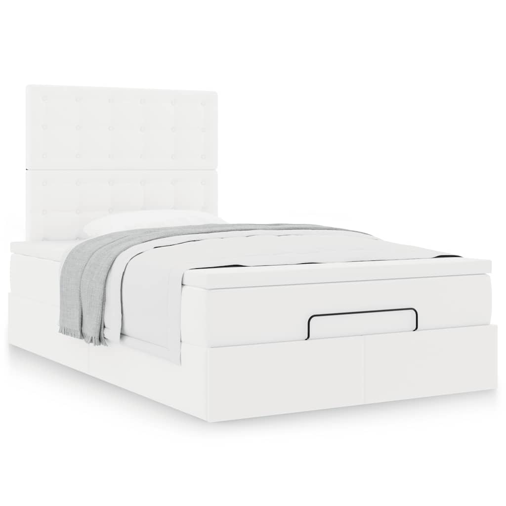 vidaXL Estructura cama otomana colchón cuero sintético blanco