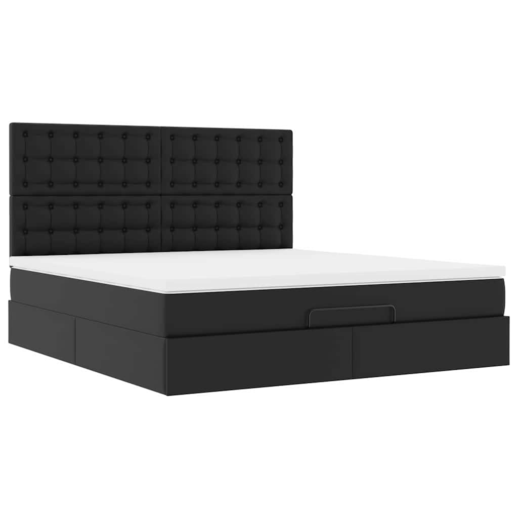 vidaXL Estructura cama otomana colchón cuero sintético negro 180x200cm