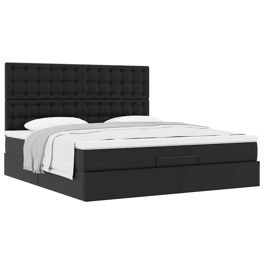 vidaXL Estructura cama otomana colchón cuero sintético negro 180x200cm