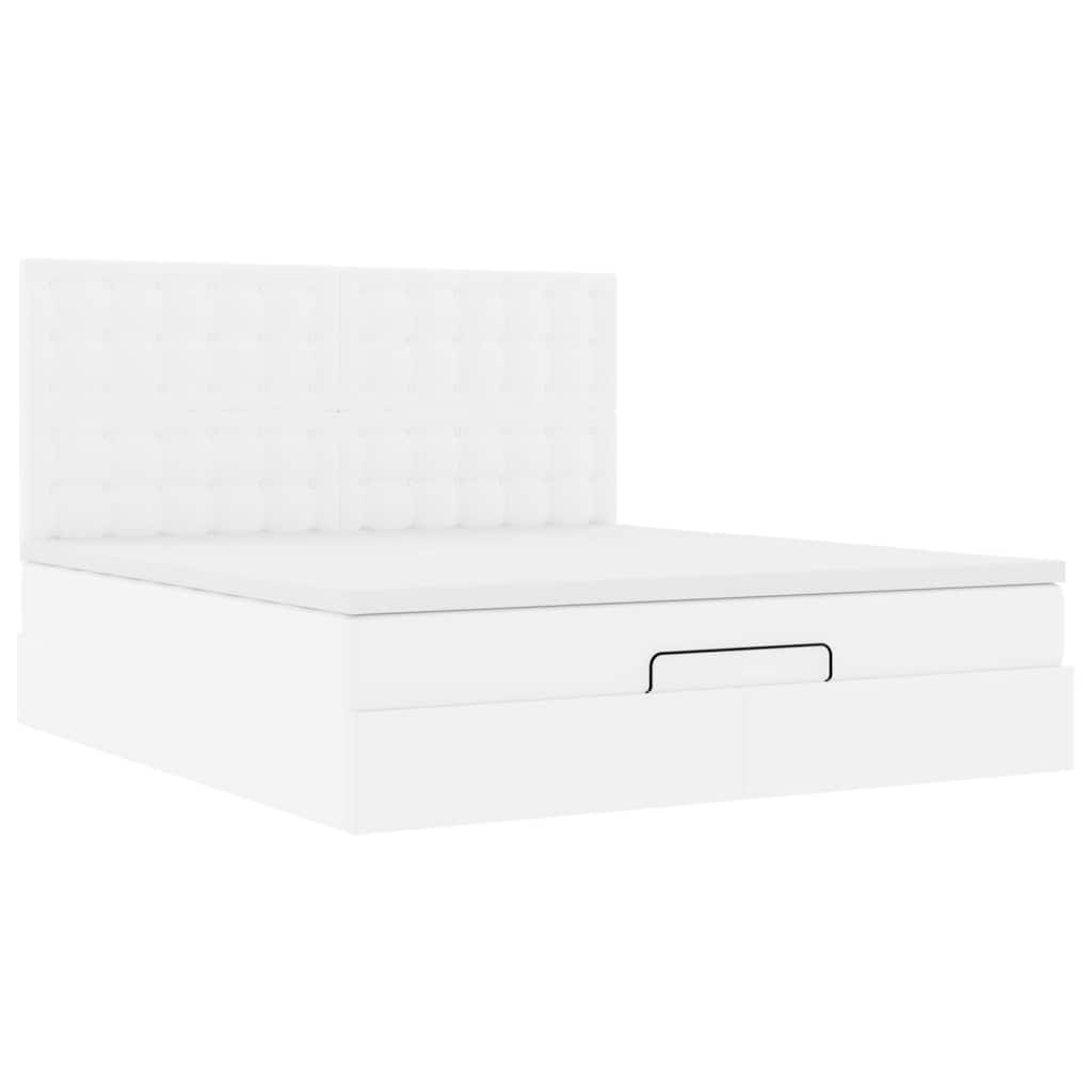 vidaXL Estructura cama otomana colchón cuero sintético blanco