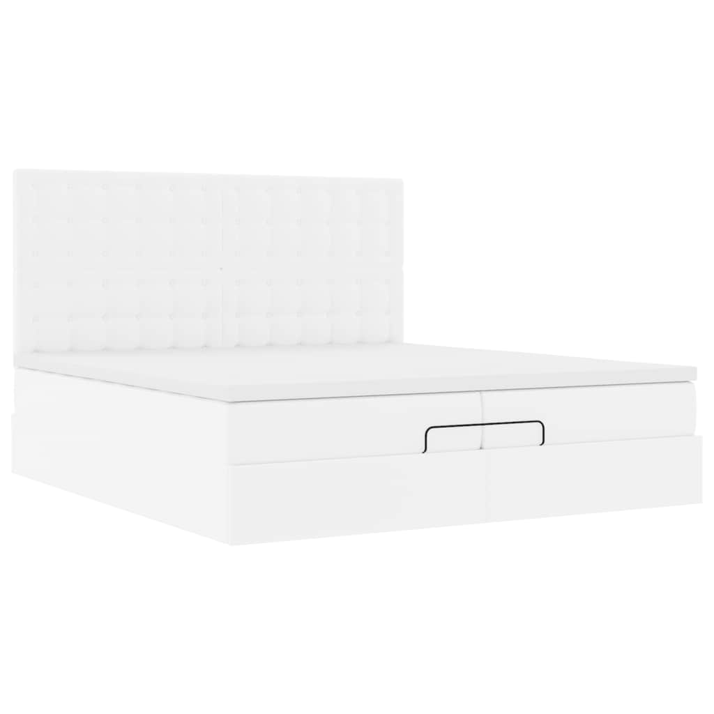 vidaXL Estructura cama otomana colchones cuero sintético blanco