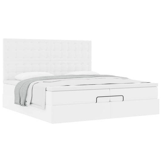 vidaXL Estructura cama otomana colchones cuero sintético blanco