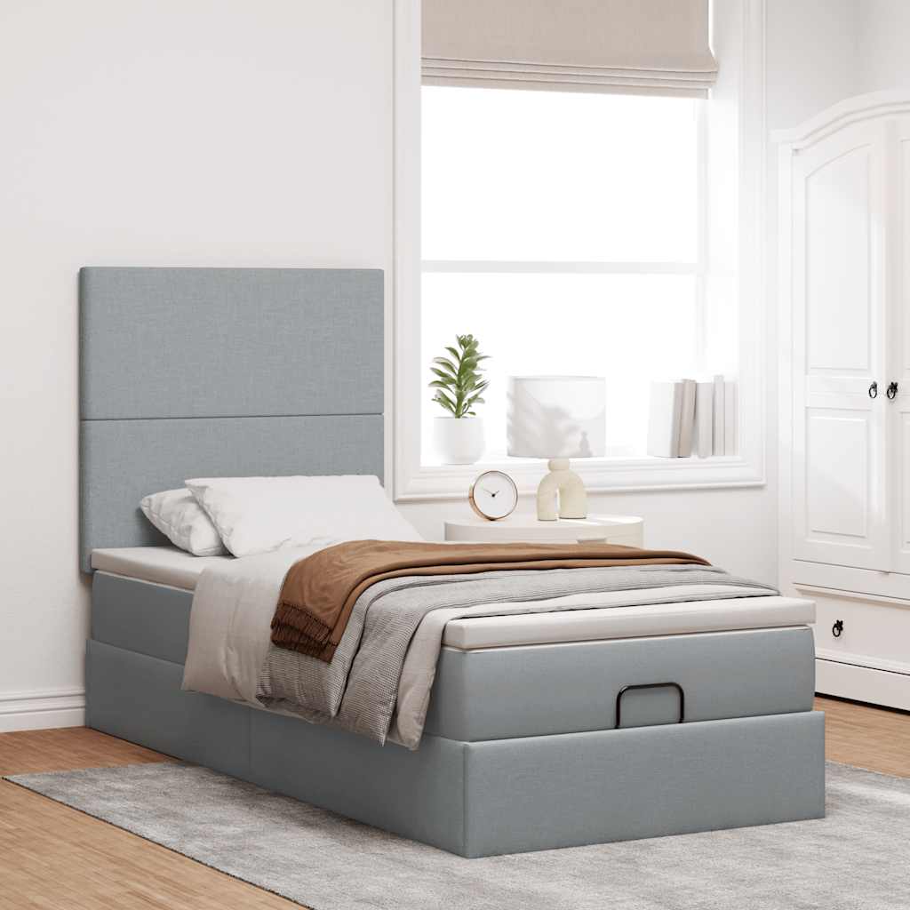 vidaXL Estructura de cama otomana con colchón tela gris claro 80x200cm