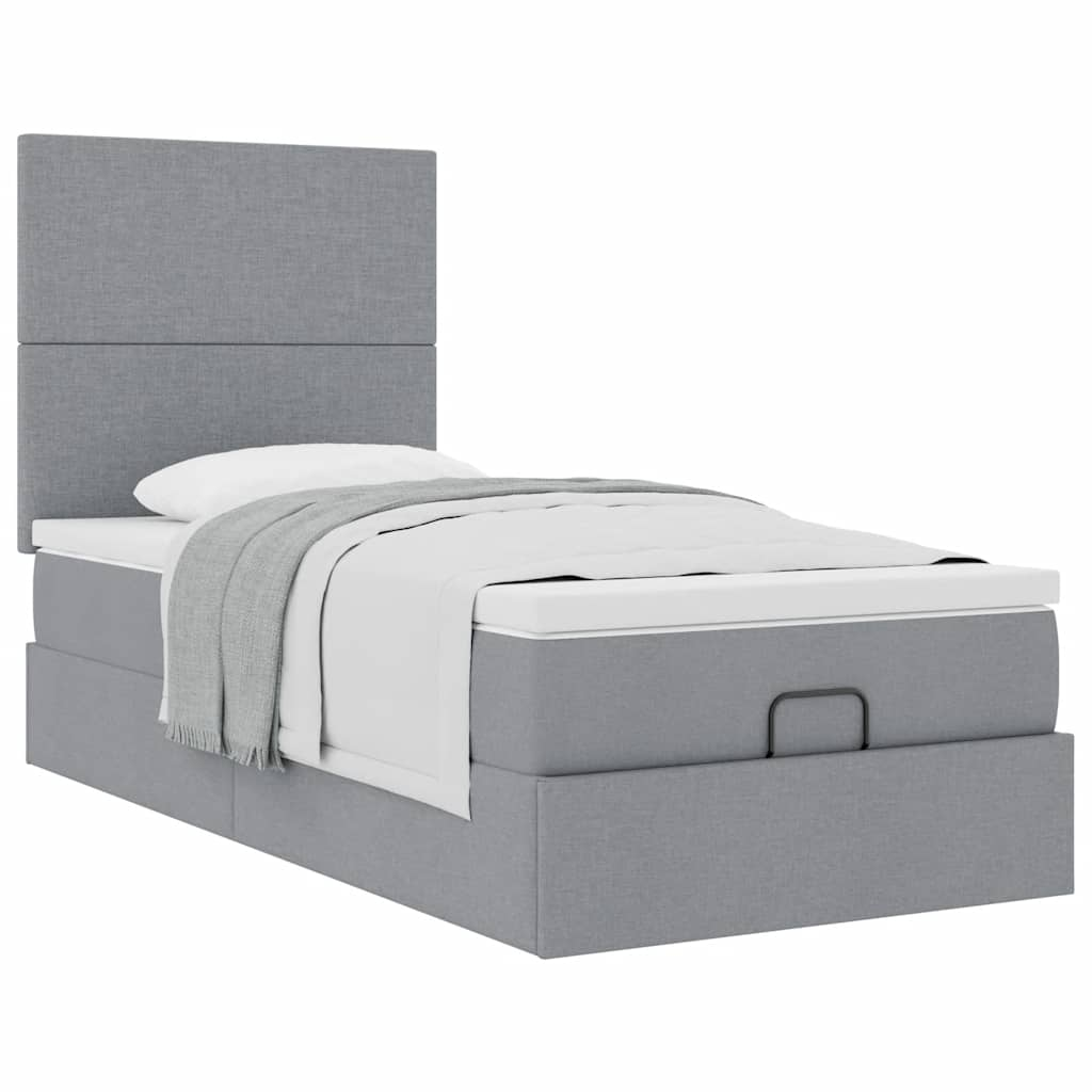 vidaXL Estructura de cama otomana con colchón tela gris claro 80x200cm