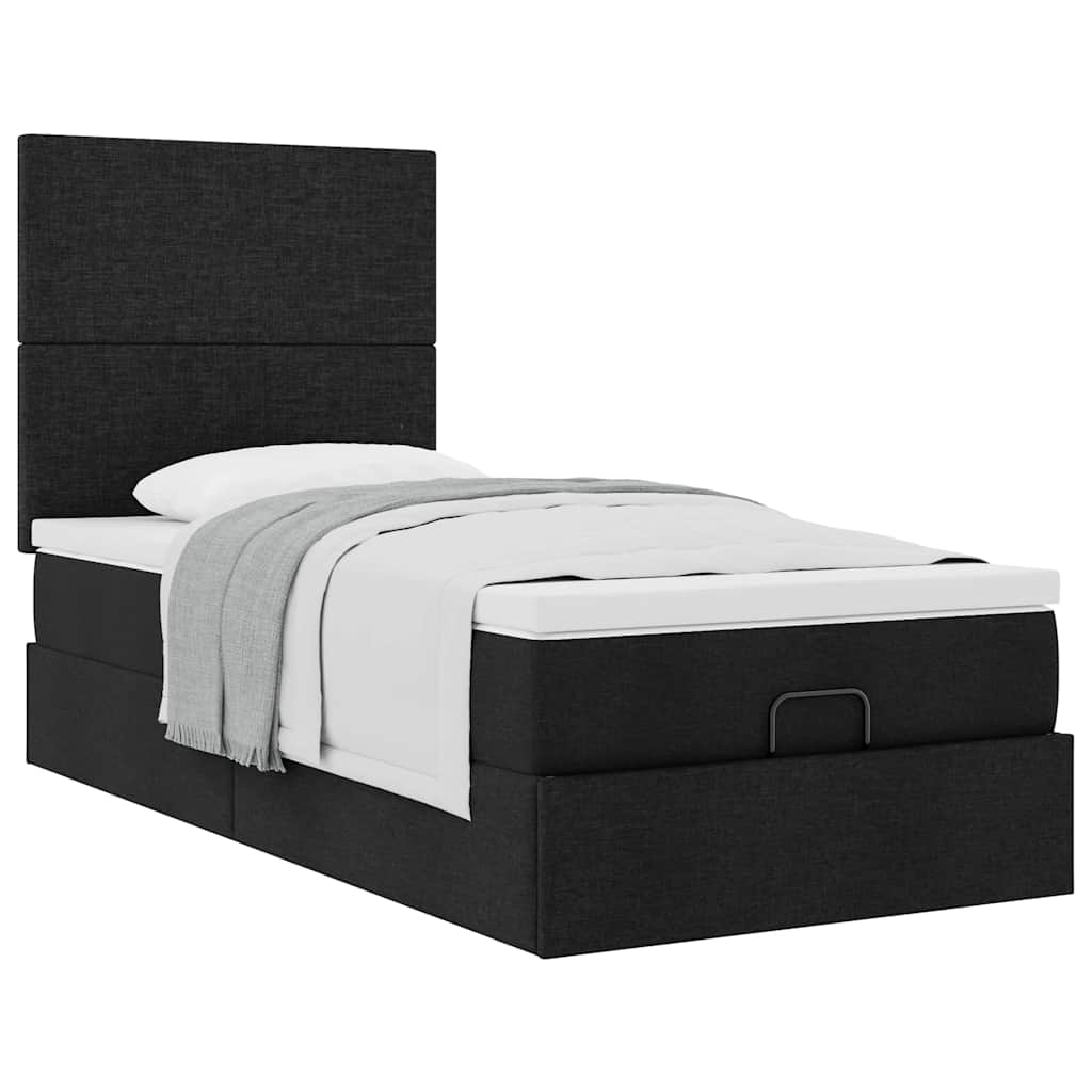 vidaXL Estructura de cama otomana con colchón tela negra 80x200cm