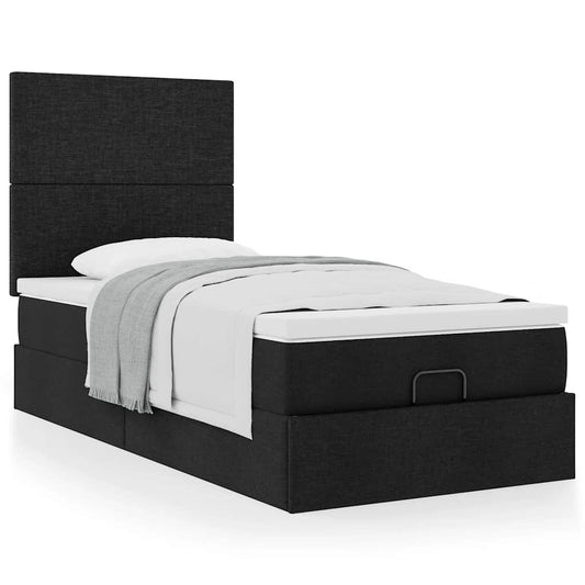 vidaXL Estructura de cama otomana con colchón tela negra 80x200cm