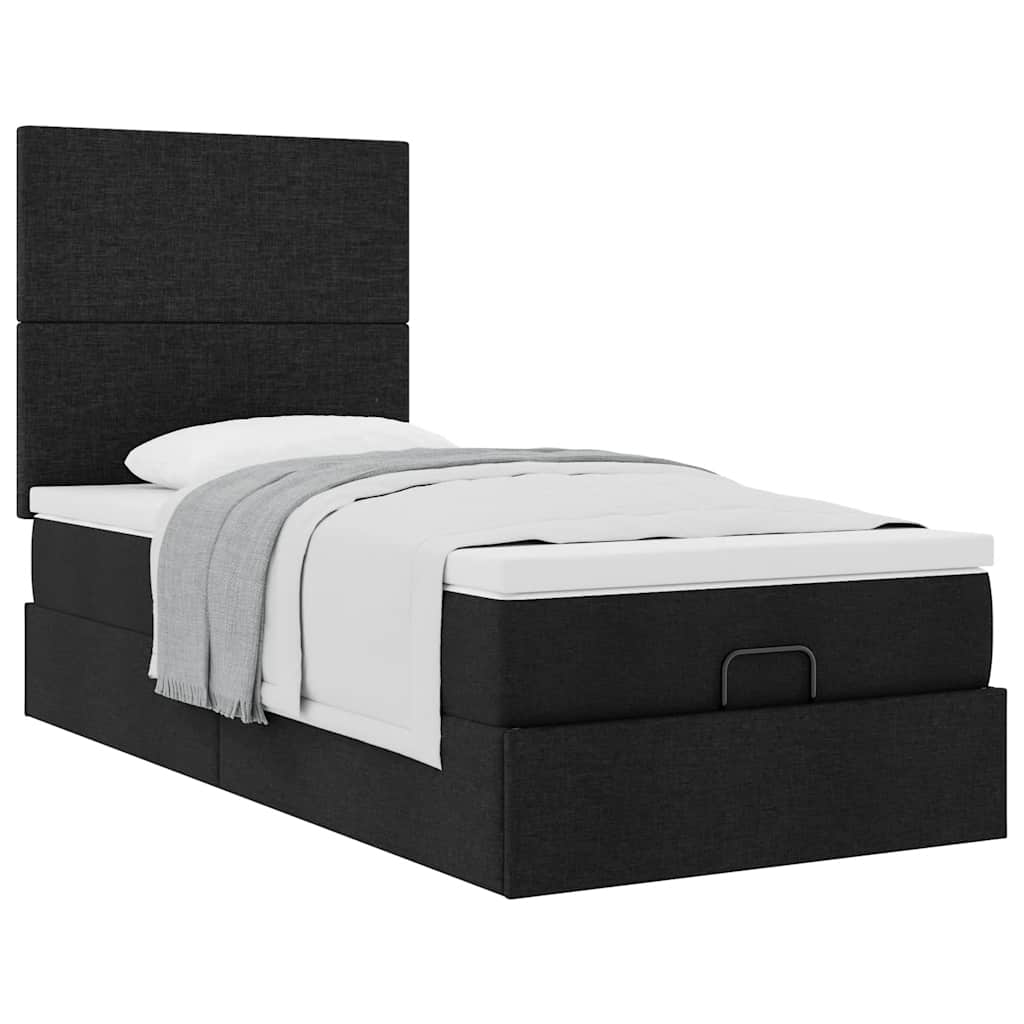 vidaXL Estructura cama otomana colchón tela negra 90x190 cm