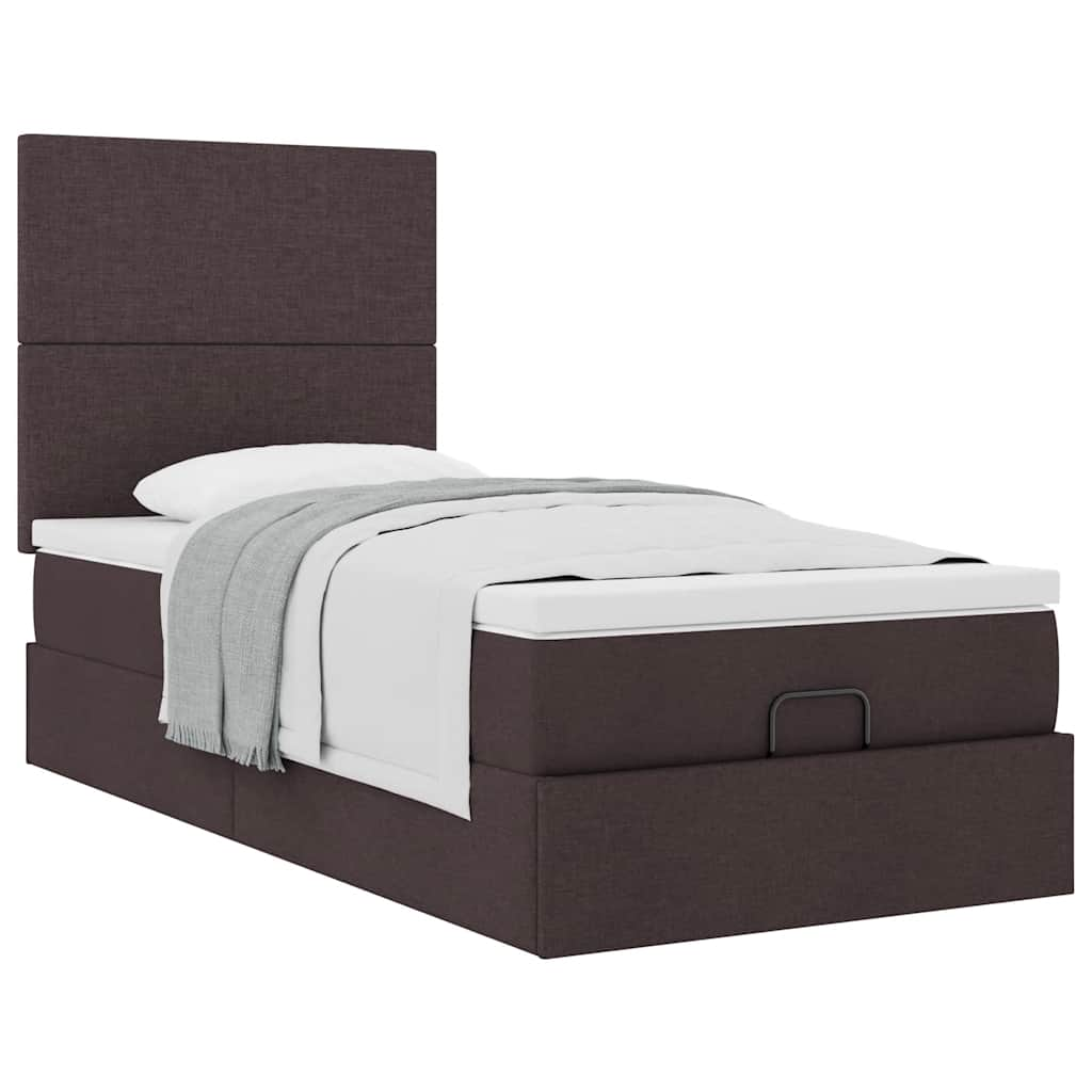 vidaXL Estructura cama otomana colchón tela marrón oscuro 90x190 cm