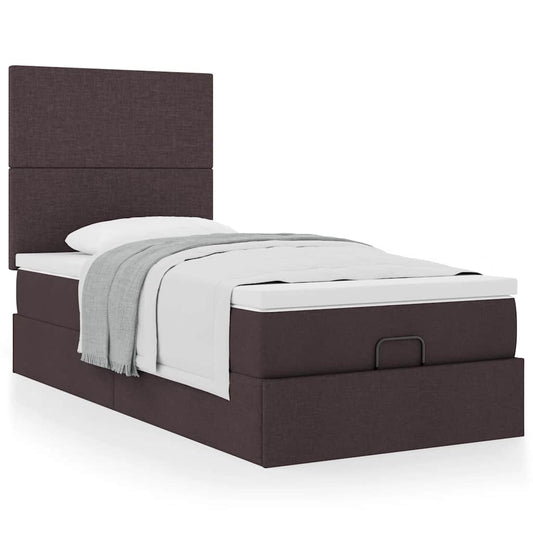 vidaXL Estructura cama otomana colchón tela marrón oscuro 90x190 cm