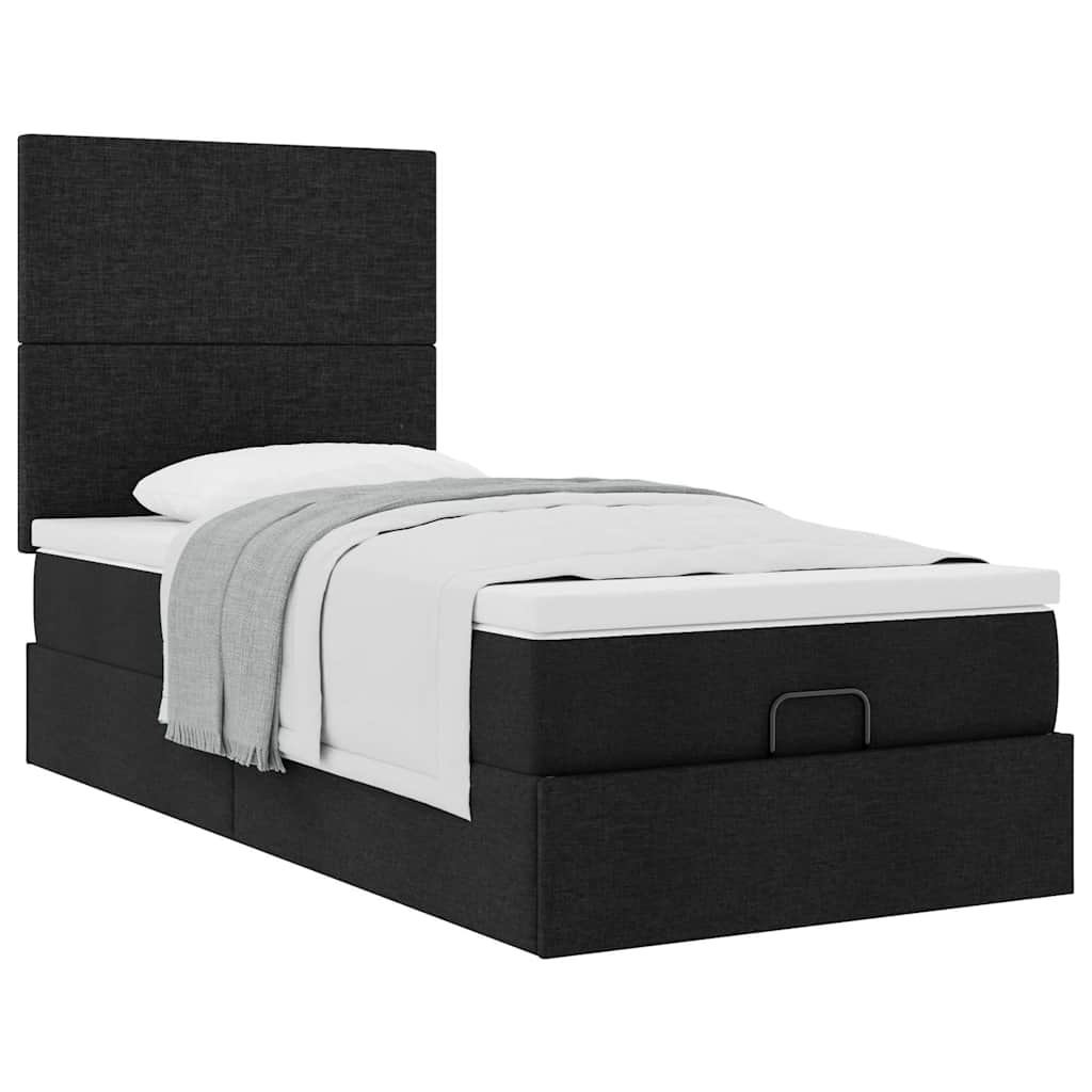 vidaXL Estructura cama otomana colchón tela negro 90x200 cm