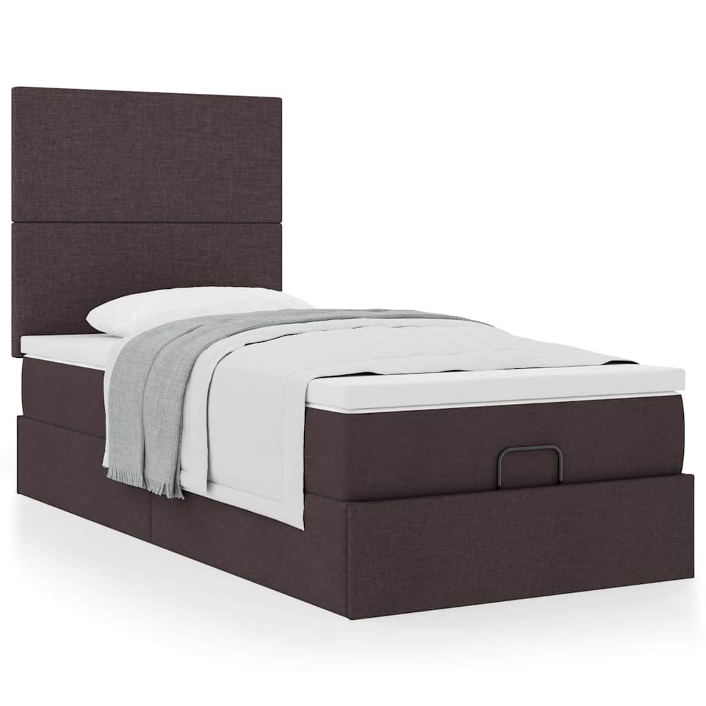 vidaXL Estructura cama otomana colchón tela marrón oscuro 90x200cm