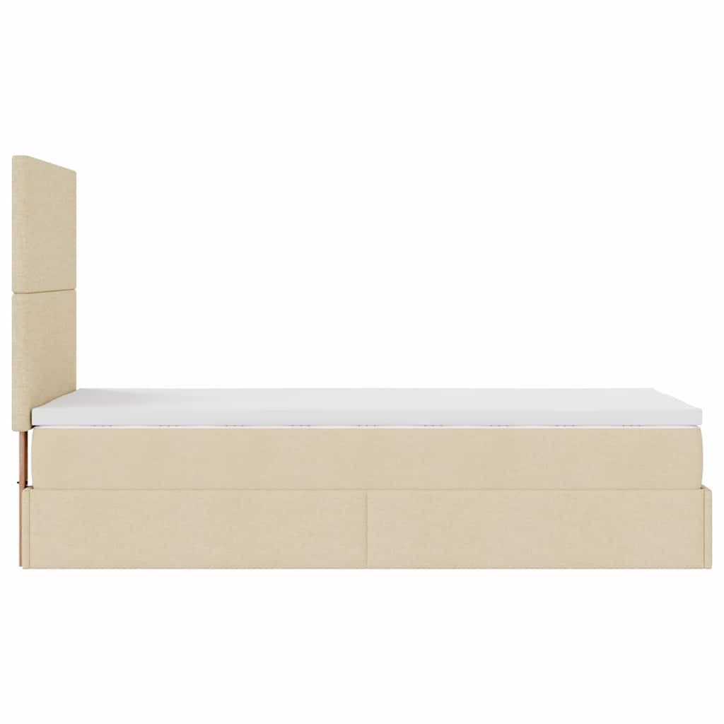 vidaXL Estructura de cama otomana con colchón tela crema 90x200cm