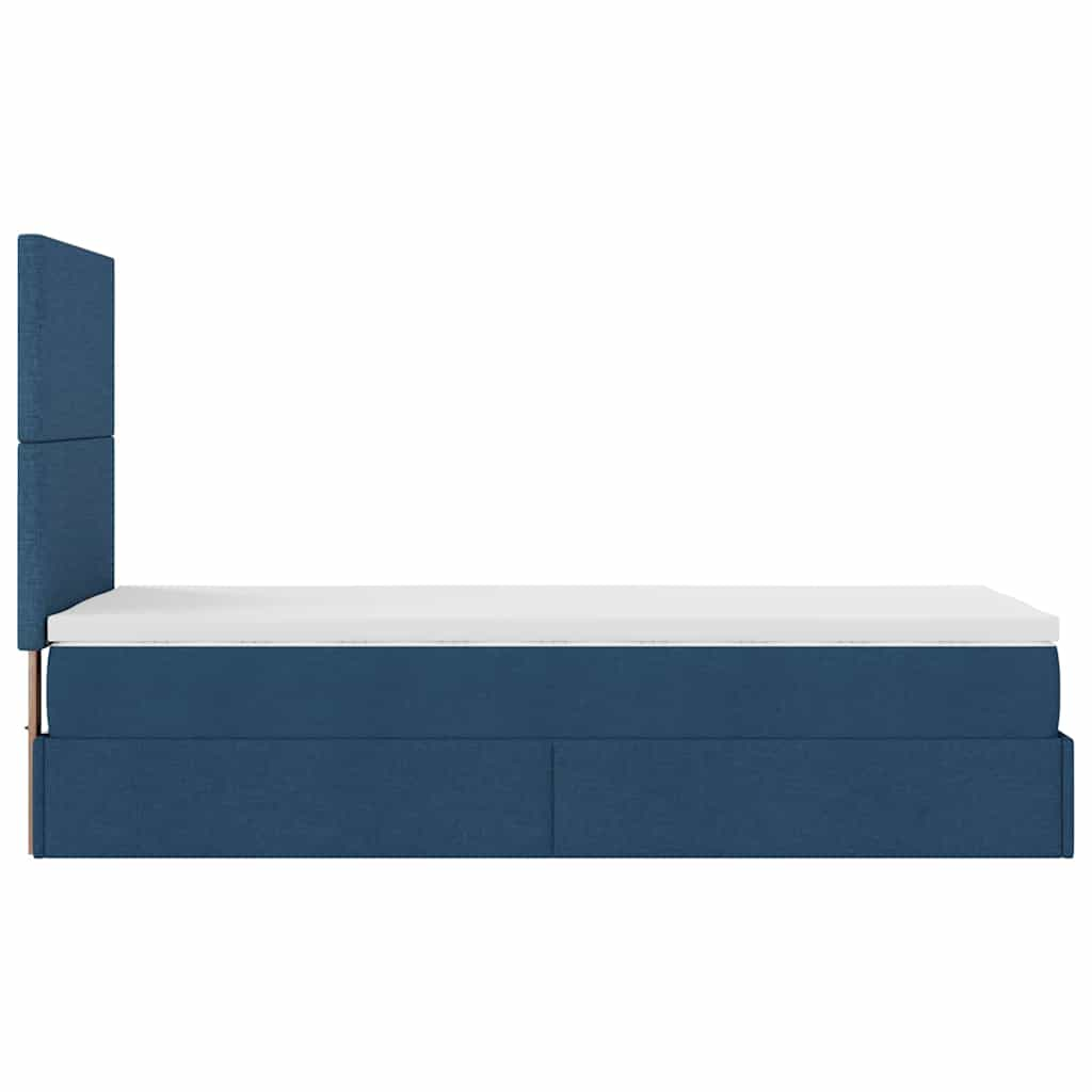 vidaXL Estructura de cama otomana con colchón tela azul 90x200 cm