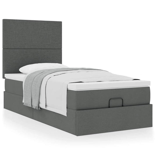 vidaXL Estructura cama otomana colchón tela gris oscuro