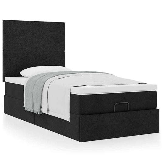 vidaXL Estructura de cama otomana colchón tela negro 100x200cm