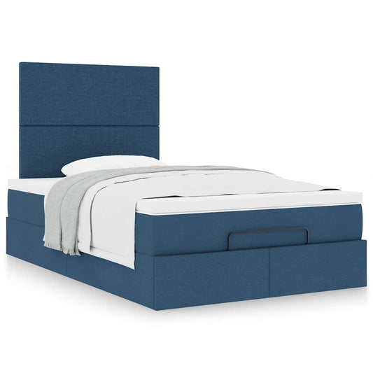 vidaXL Estructura de cama otomana colchón tela azul 120x190 cm