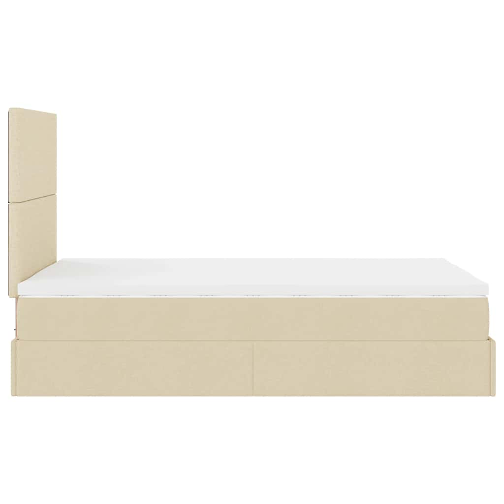 vidaXL Estructura de cama otomana con colchón tela crema 120x200 cm