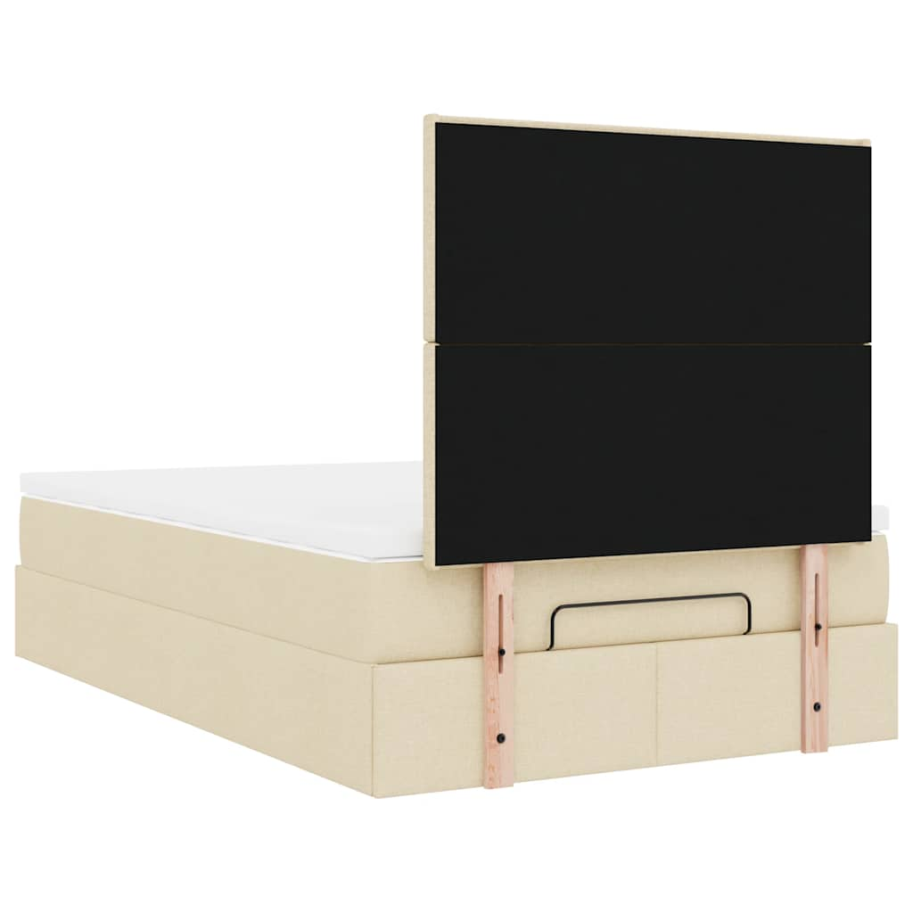 vidaXL Estructura de cama otomana con colchón tela crema 120x200 cm