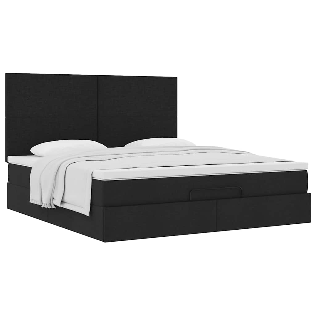 vidaXL Estructura de cama otomana con colchón tela negra 160x200 cm