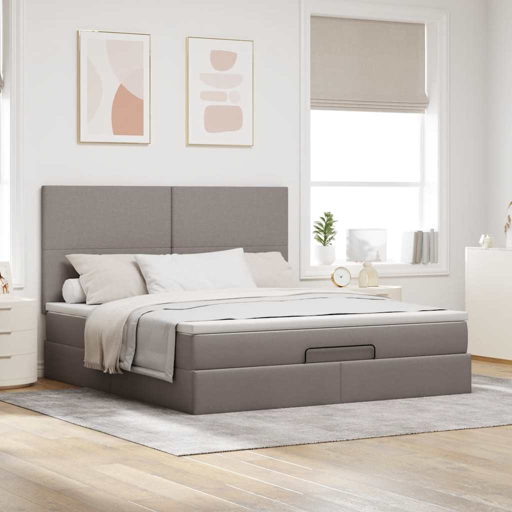 vidaXL Estructura de cama otomana colchón tela gris pardo 160x200cm