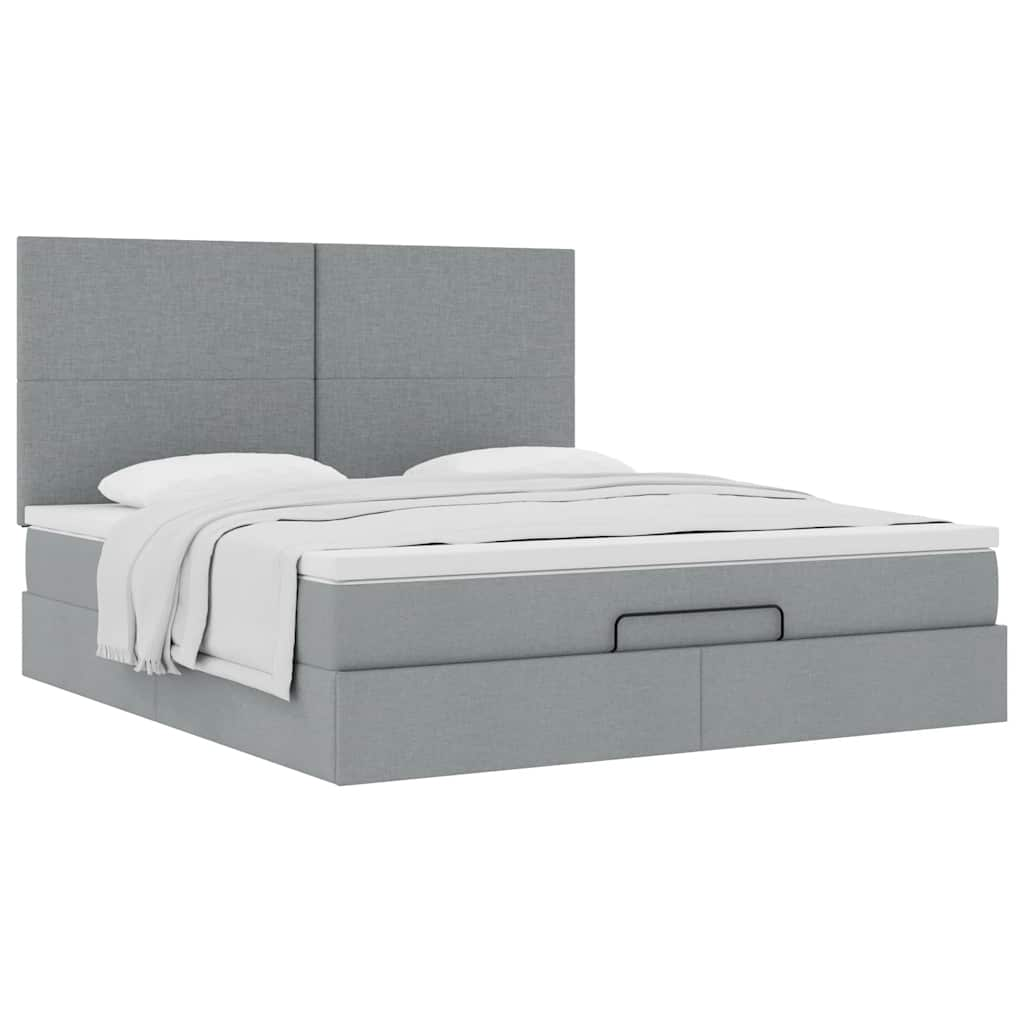 vidaXL Estructura de cama otomana colchón tela gris claro 180x200cm