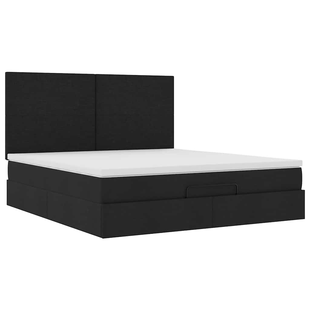 vidaXL Estructura de cama otomana con colchón tela negra 180x200cm