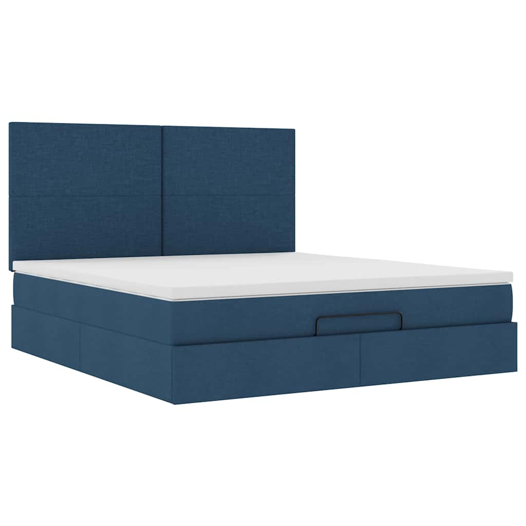 vidaXL Estructura de cama otomana con colchón tela azul 180x200cm