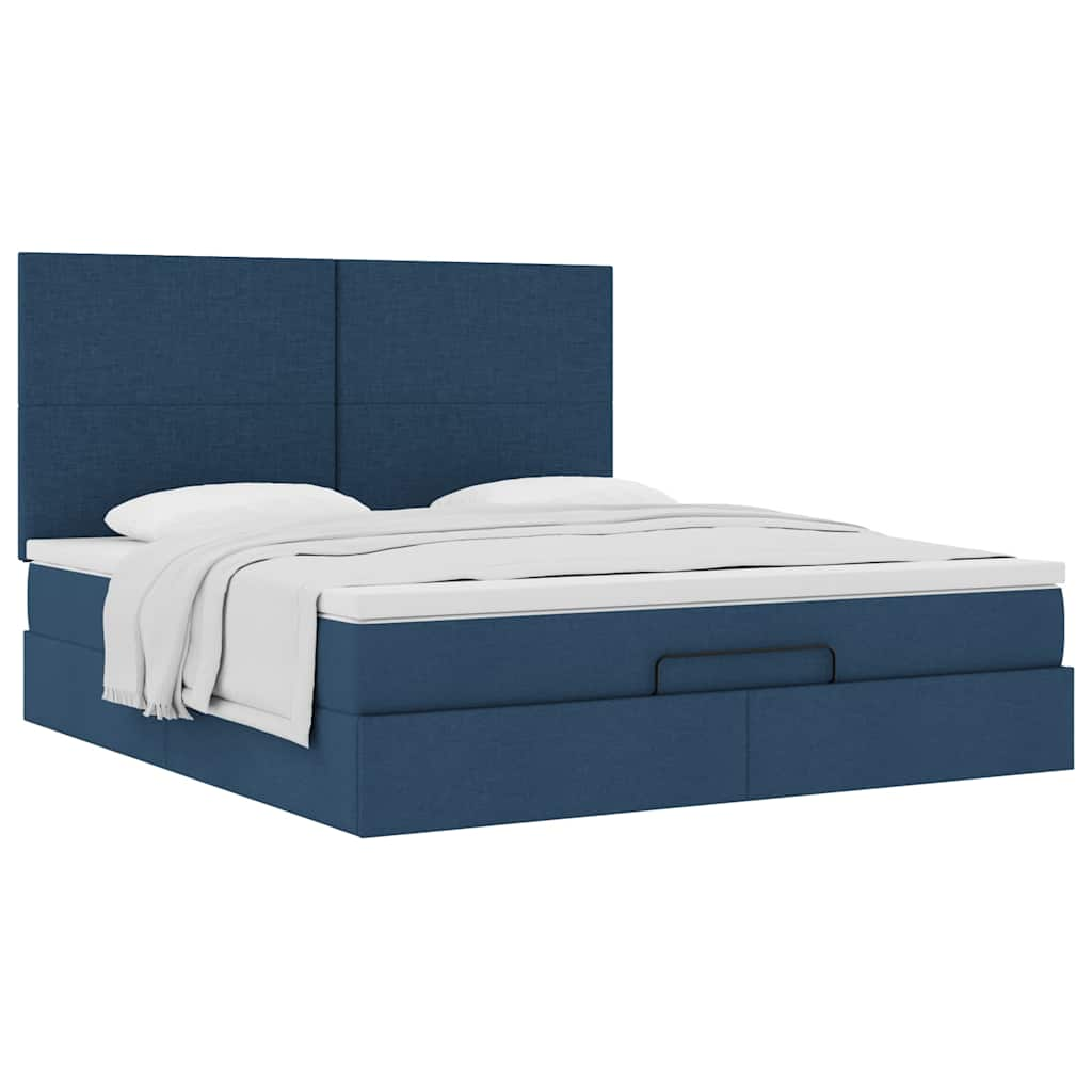 vidaXL Estructura de cama otomana con colchón tela azul 180x200cm