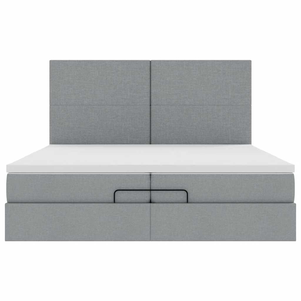 vidaXL Estructura de cama otomana colchones tela gris claro 200x200cm