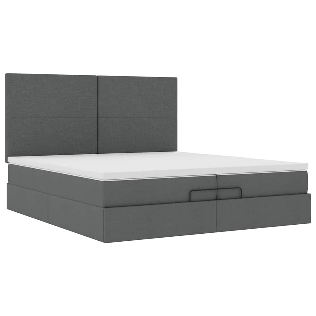 vidaXL Estructura cama otomana colchones tela gris oscuro 200x200cm