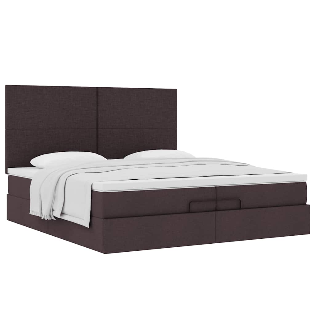 vidaXL Estructura cama otomana colchones tela marrón oscuro 200x200cm