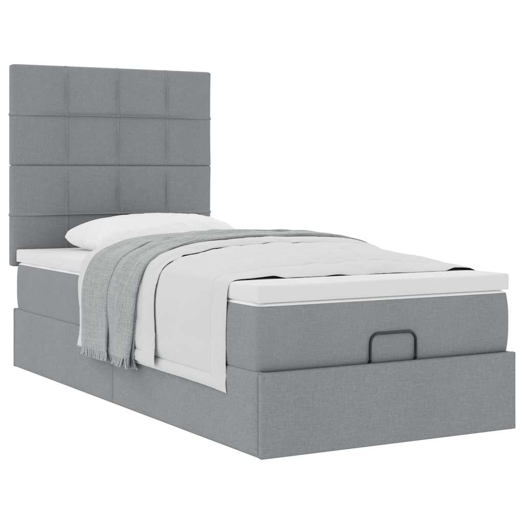 vidaXL Estructura de cama otomana con colchón tela gris claro 80x200cm