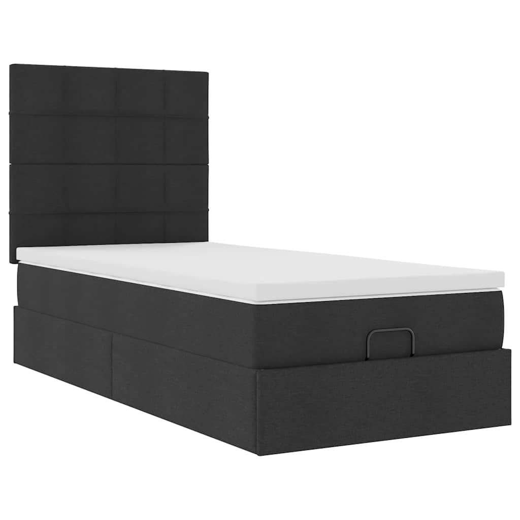 vidaXL Estructura de cama otomana con colchón tela negra 80x200cm